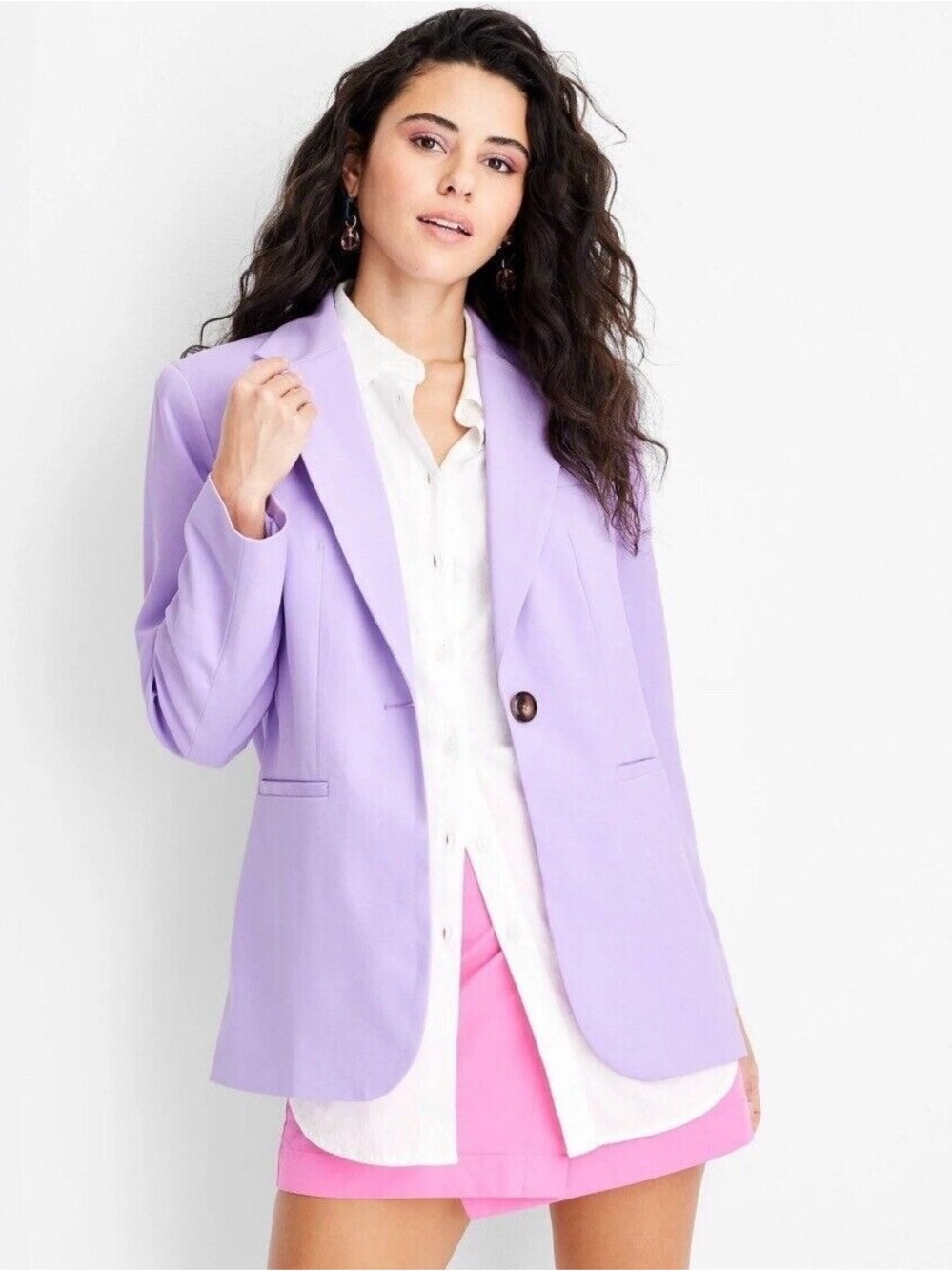 Lilac Single-Button Tailored Blazer - Women's Suit Jacket